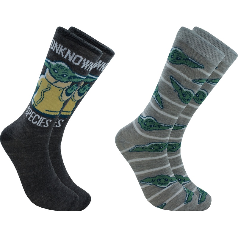 Star Wars Baby Yoda The Child Unknown Species Adult Crew Socks 2 Pair Size 6-12