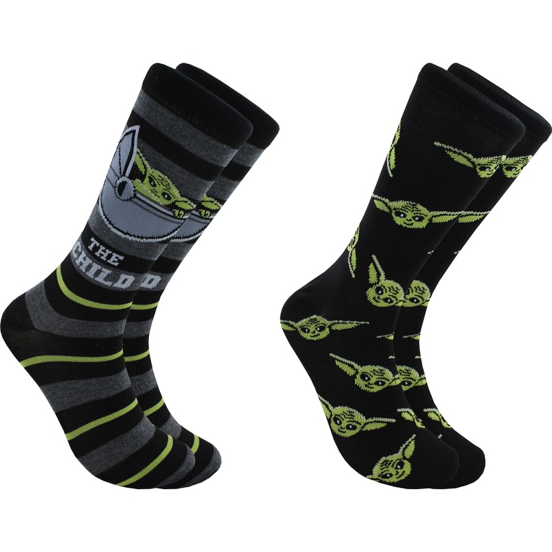 Star Wars The Mandalorian The Child Adult Crew Socks 2 Pair Pack Shoe Size 6-12