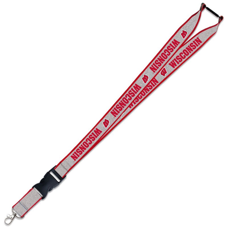 Wisconsin Badgers Glitter 1" Lanyard with Buckle