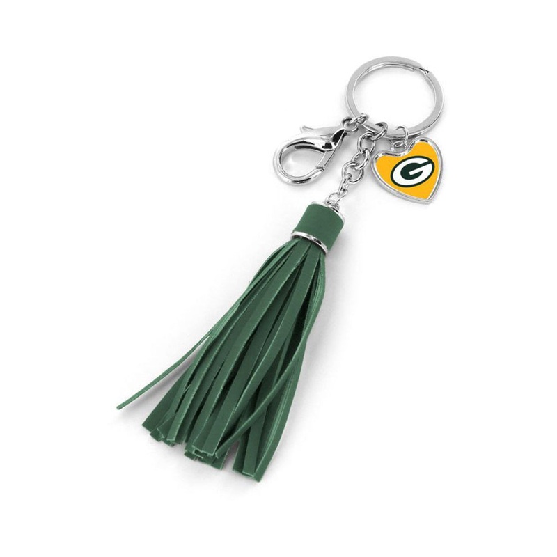 Green Bay Packers Heart Tassel Key Ring