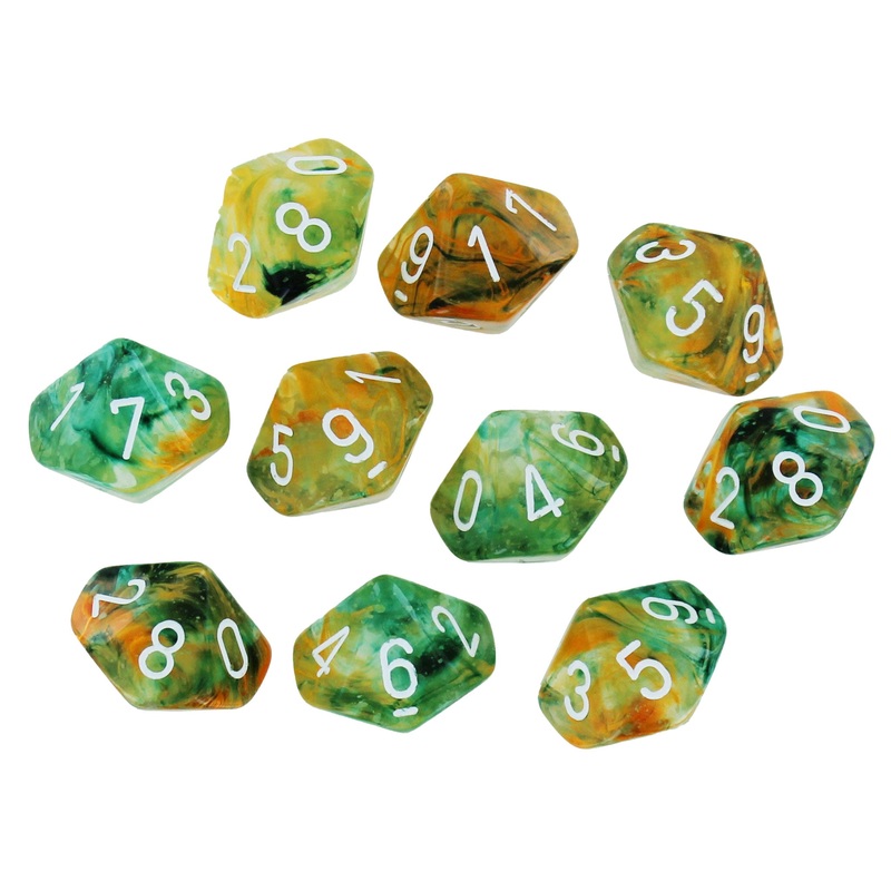 Chessex Nebula Spring/white Set of Ten d10 Dice