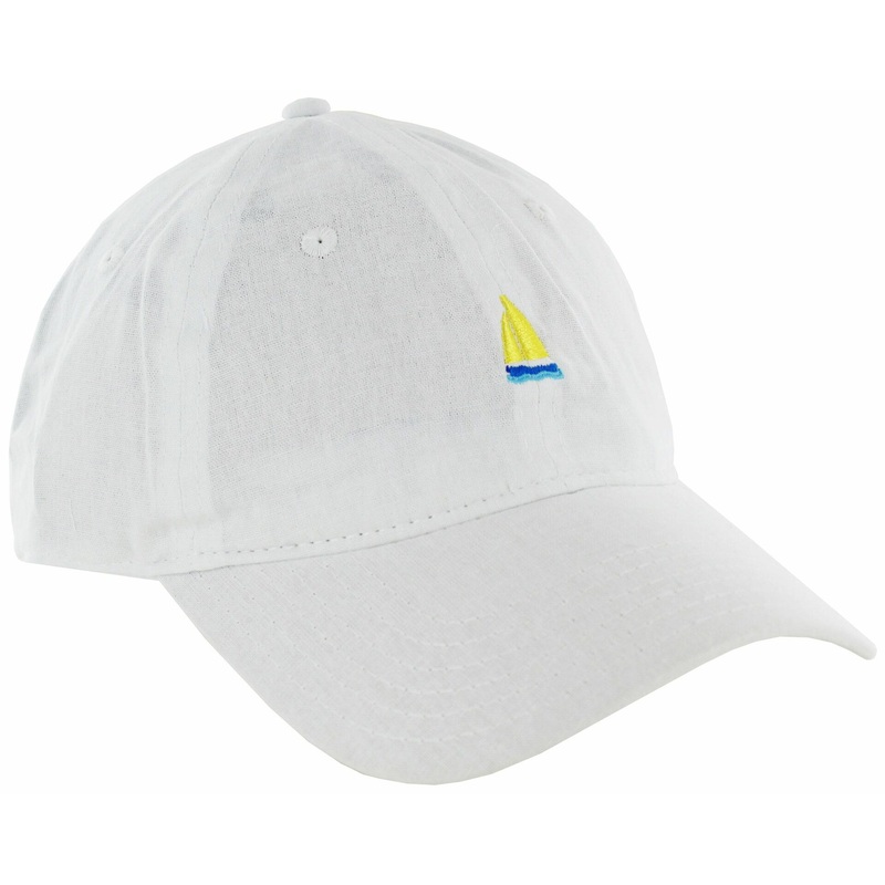 Block Headwear Embroidered Sailboat Oxford 6 Panel Baseball Cap, White