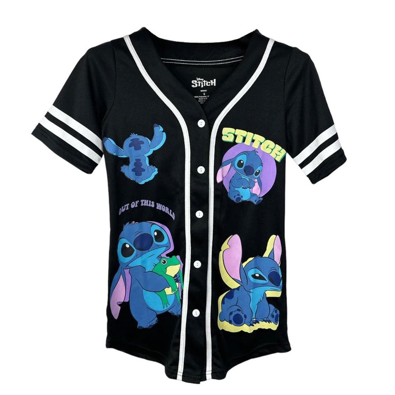 Disney Lilo & Stitch Juniors' Baseball Jersey, Black