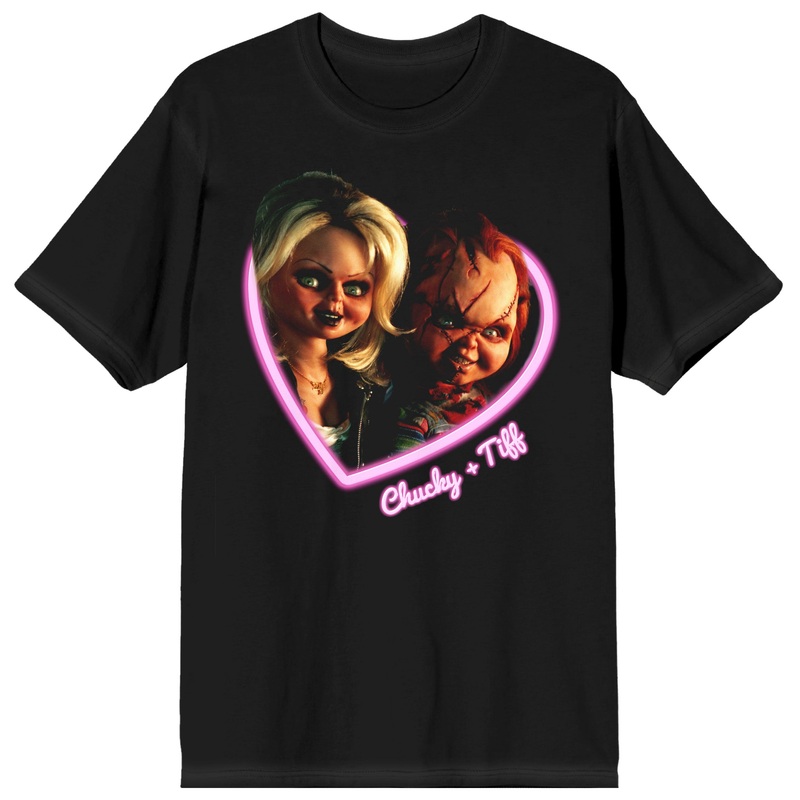 Child's Play Chucky & Tiffany Heart Unisex Tee, Black