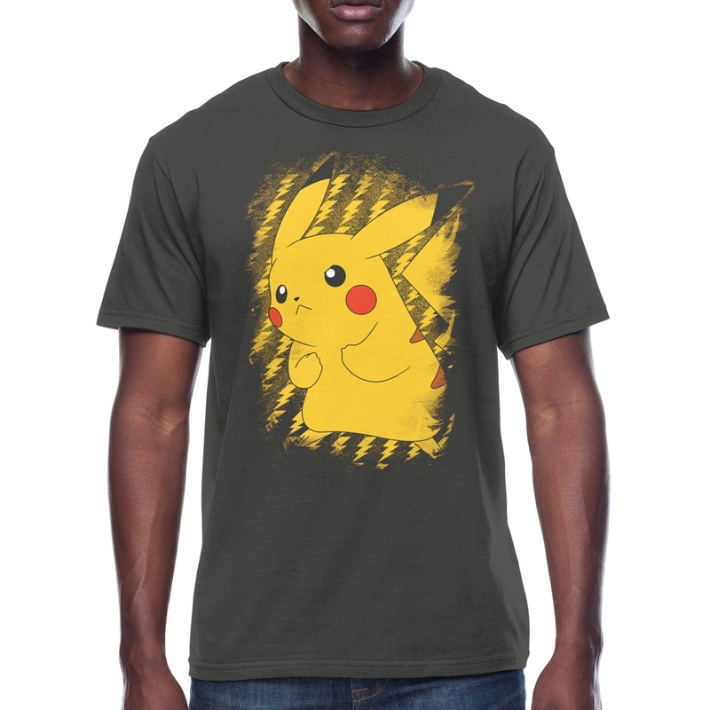 Pokemon Pikachu Electric Static Power Men's T-Shirt, Grey