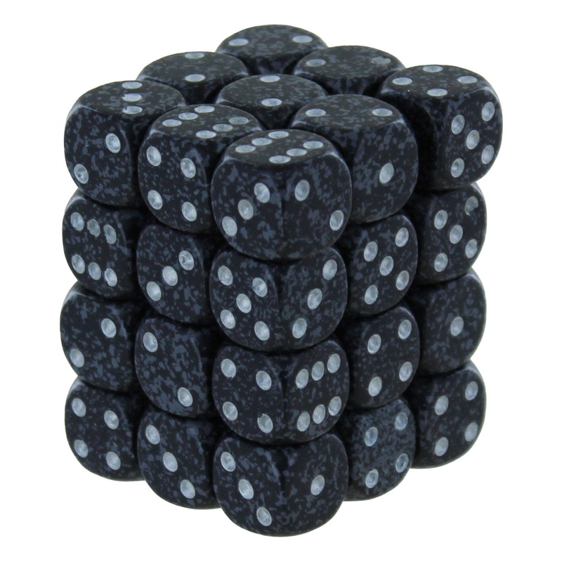 Chessex Opaque 12mm d6 Speckled Ninja Dice Block - Set of 36