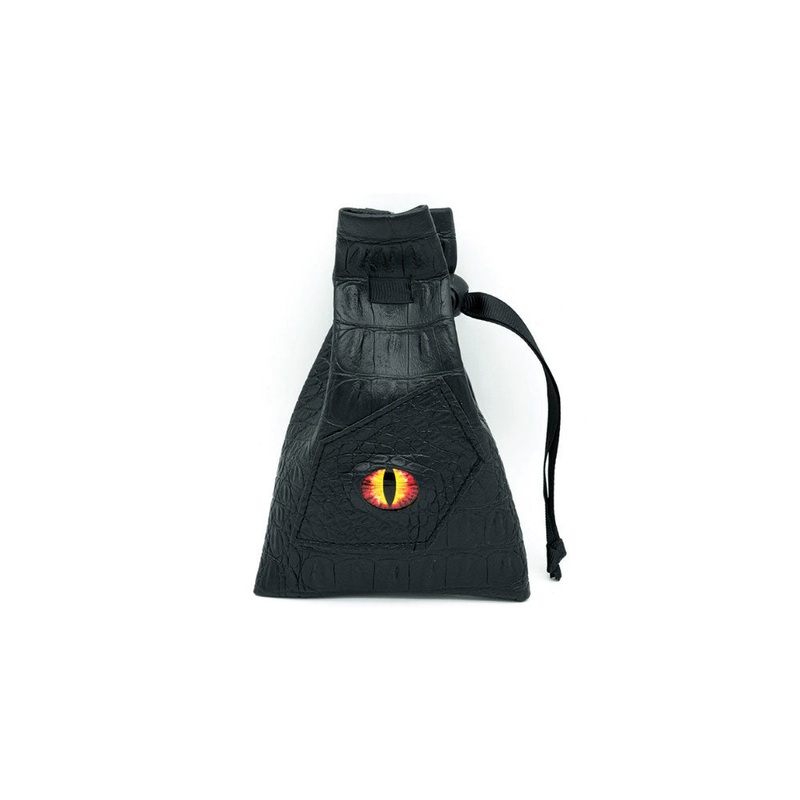 Black Leatherette Fire Demon Eye Dice Bag