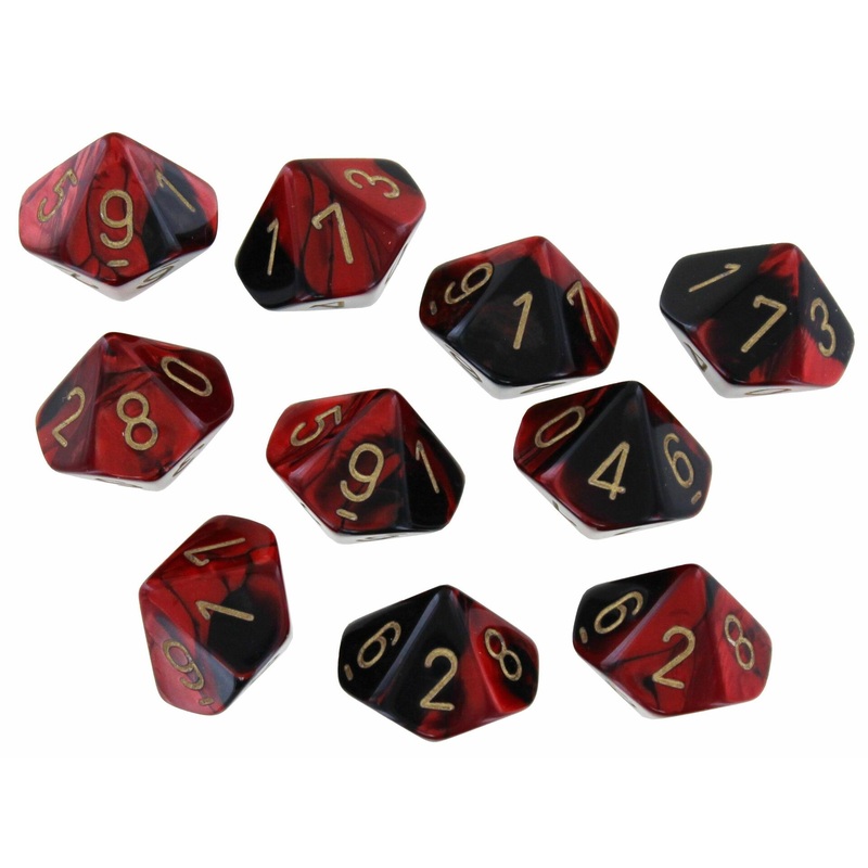 Chessex Gemini Black-Red/Gold D10 Dice Set (10)