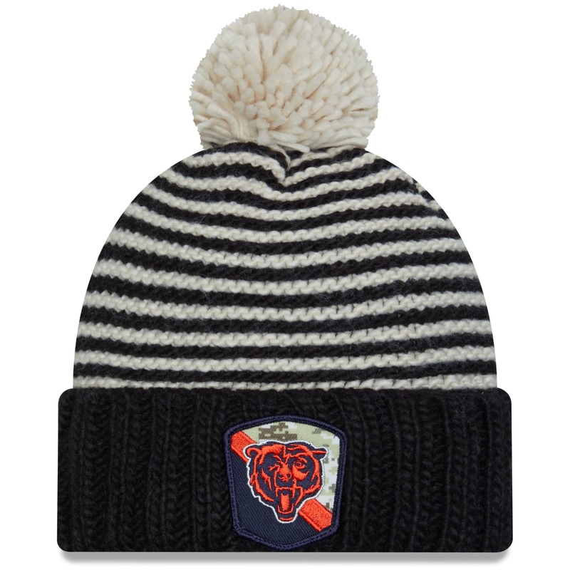 Chicago Bears Salute to Service Knit Hat with Pom, Black, One Size