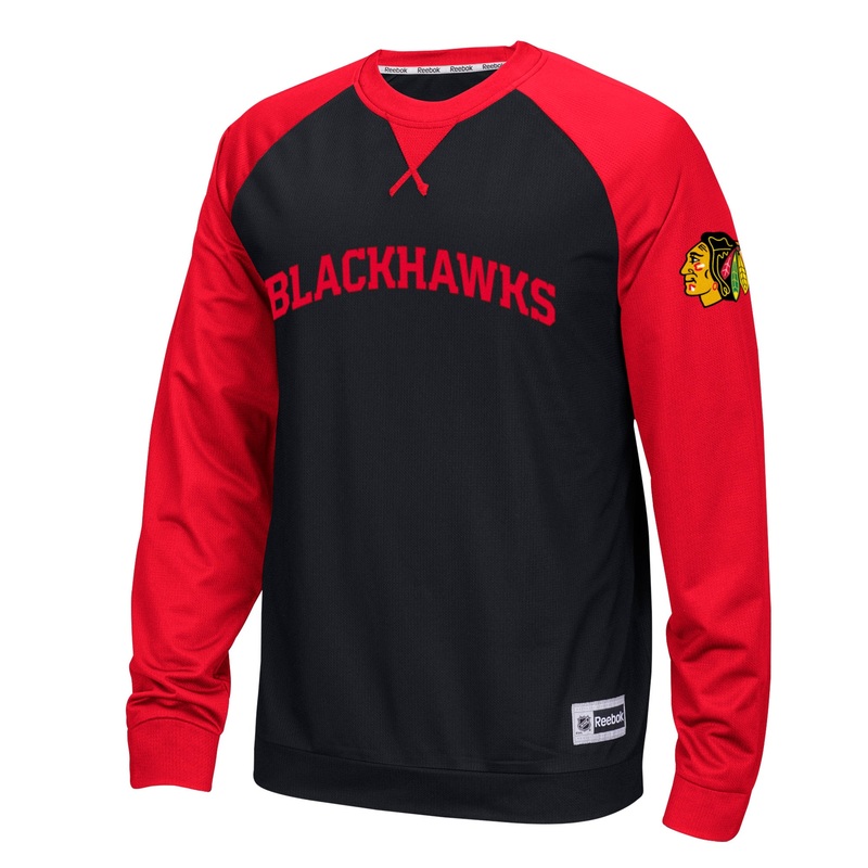Chicago Blackhawks NHL Men's Raglan Long Sleeve Crew Top, Medium, Black