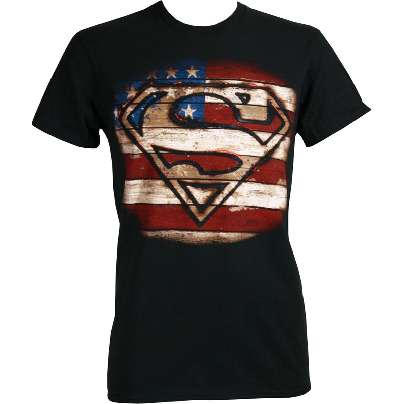 DC Comics Superman Logo Branded Wood Men's Black Shirt