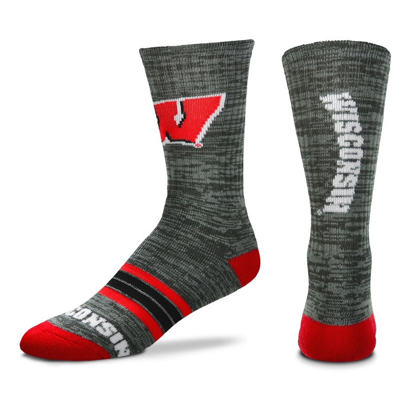 Wisconsin Badgers Quad Promo Adult Crew Socks, Large