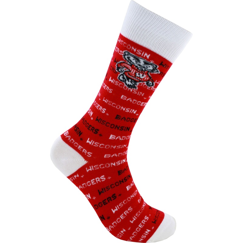 Wisconsin Badgers Word Repeat Logo Socks