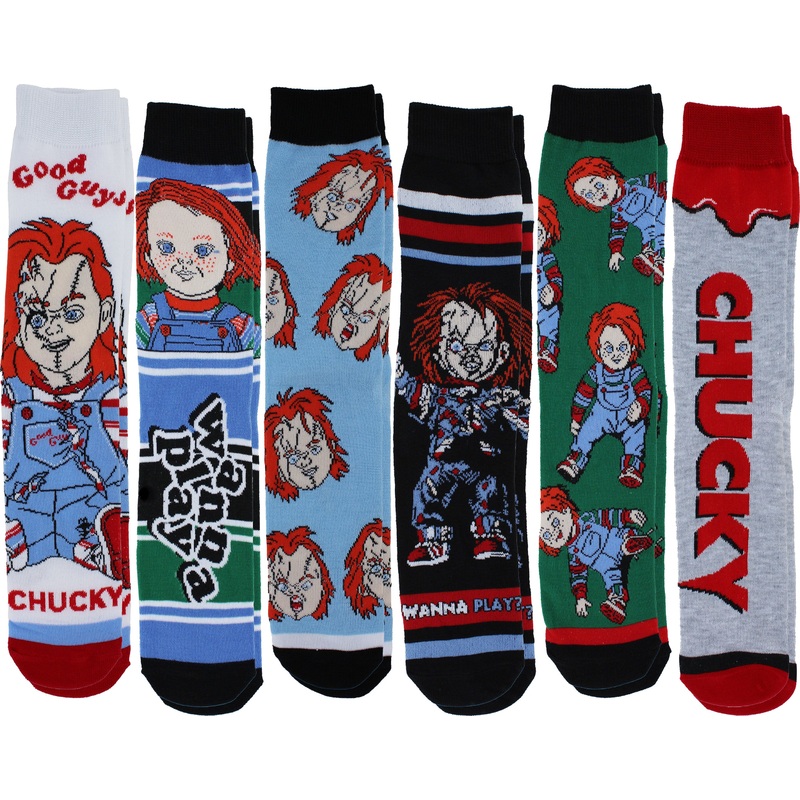 Chucky Wanna Play? Men's Casual Crew Socks, 6-Pack, Size 8-12