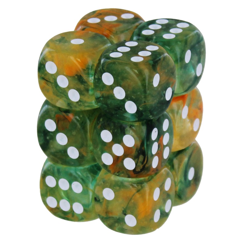 Chessex Nebula Spring/white 16mm d6 Dice Block (12 Dice)