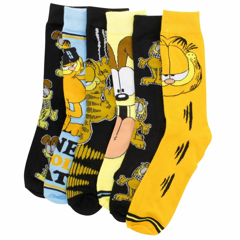 Garfield & Odie Adult Casual Crew Socks, 6-Pack, Size 6-12