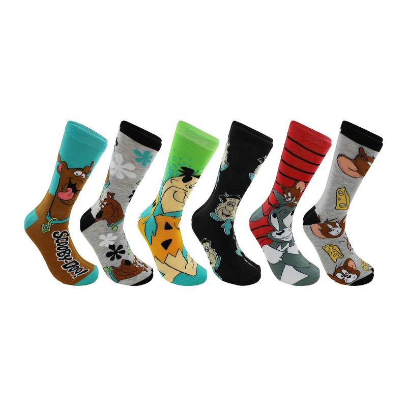 Hanna-Barbera Characters Adult Casual Crew Socks, 6-Pack, Size 6-12