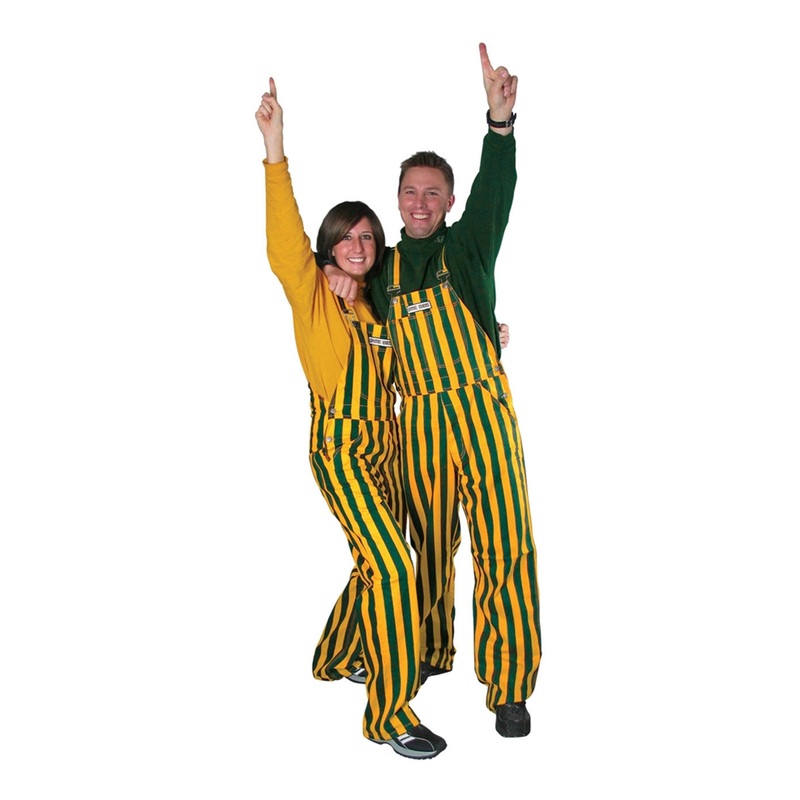 Adult Green & Yellow Striped Game Bibs Overalls