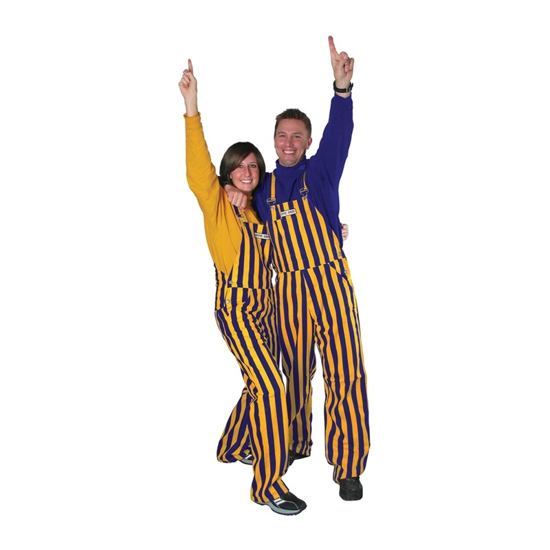 Adult Purple & Yellow Striped Game Bibs Overalls (Sizes Run BIG)