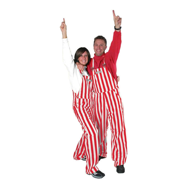 Adult Red & White Striped Game Bibs Overalls