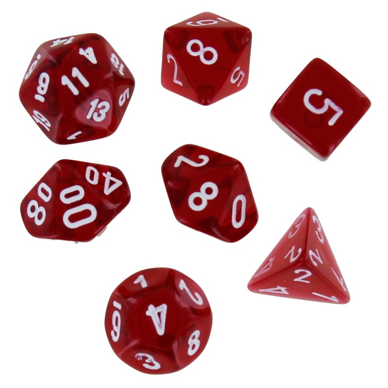 Chessex Translucent Red/white Mini-Polyhedral 7-Dice Set