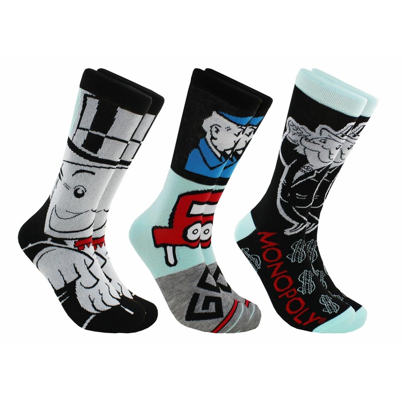 Hasbro Monopoly Adult Casual Crew Socks, 3-Pack, Size 6-12