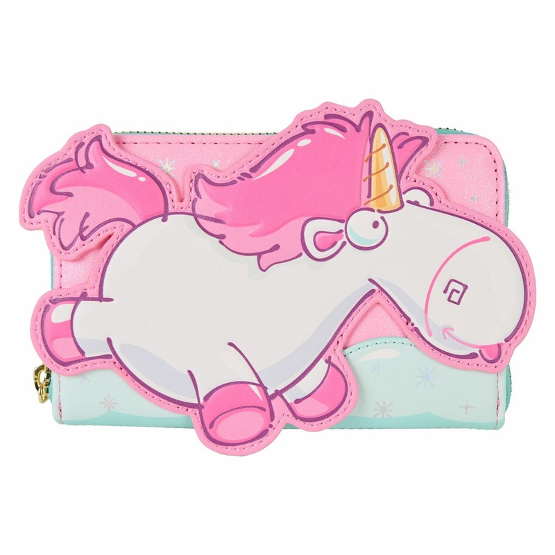 Minions Fluffy Unicorn Rainbow Glitter Zip Around Wallet