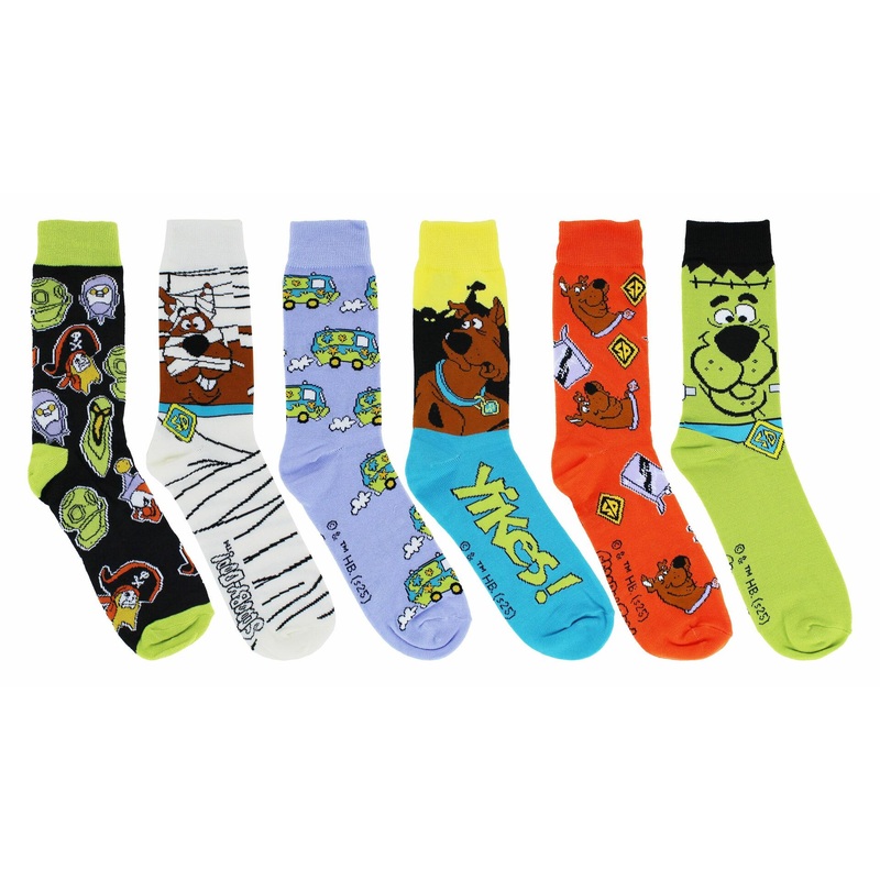 Scooby-Doo Halloween Adult Casual Crew Socks, 6-Pack, Size 6-12