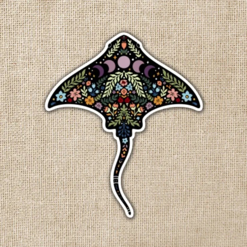 BOHO FLORAL MANTA RAY STICKER