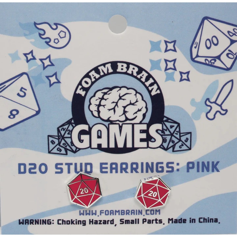 D20 STUD EARRINGS PINK