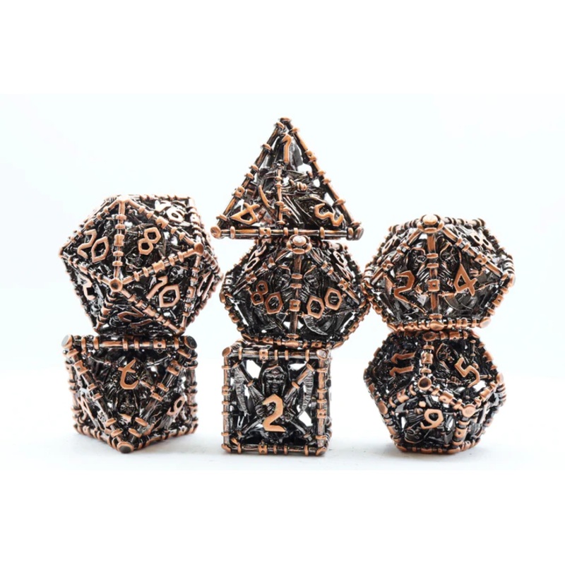 GRIM SCYTHE COPPER METAL RPG DICE SET