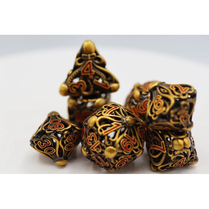 MIND EATER GOLD: HOLLOW METAL RPG DICE SET
