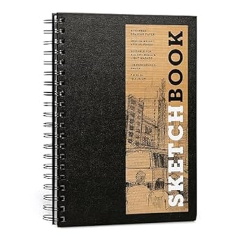 BLACK SPIRAL BOUND 7 X 10 SKETCHBOOK