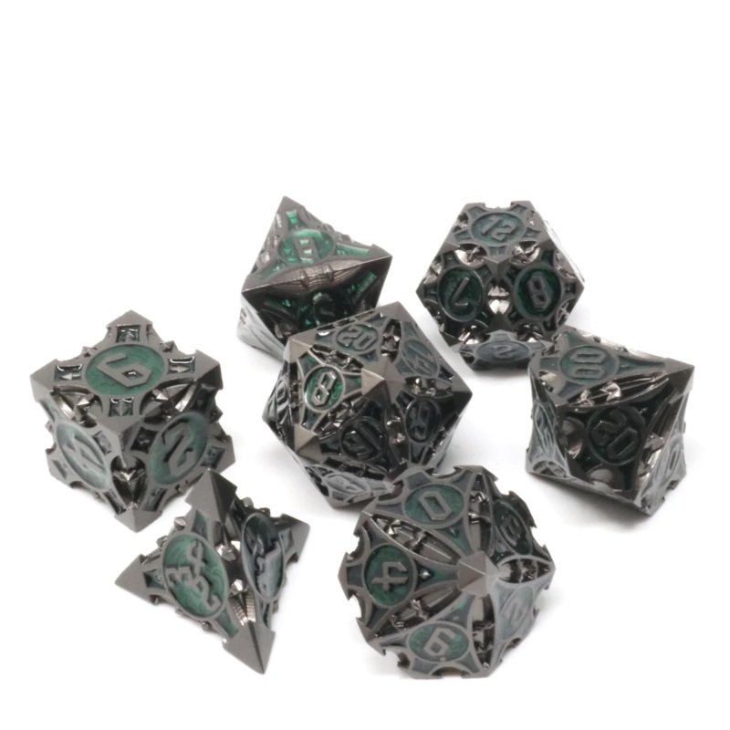 VAULTRUNNER BLACK/GREEN RPG METAL DICE SET