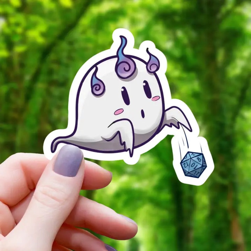 GHOST THROWING D20 DICE STICKER