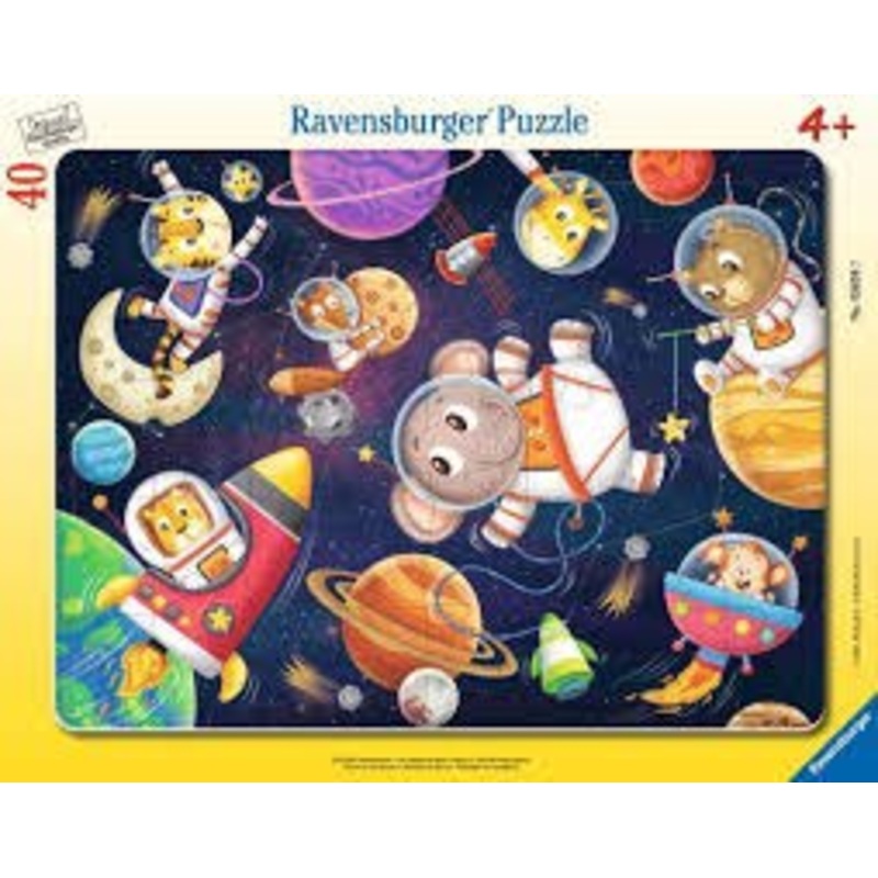 RAVENSBURGER CHILDREN'S FRAME PUZZLE ANIMALS IN SPACE 40 PC