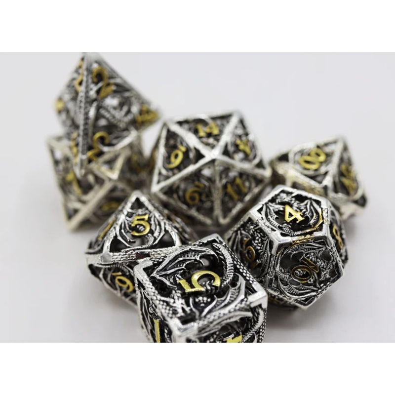 VORACIOUS BOUND DRAGON: HOLLOW METAL RPG DICE SET