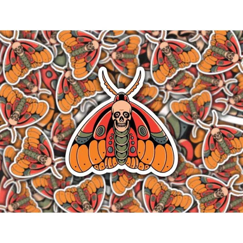 CREEPY DEATH HEAD HAWK MOTH STICKER