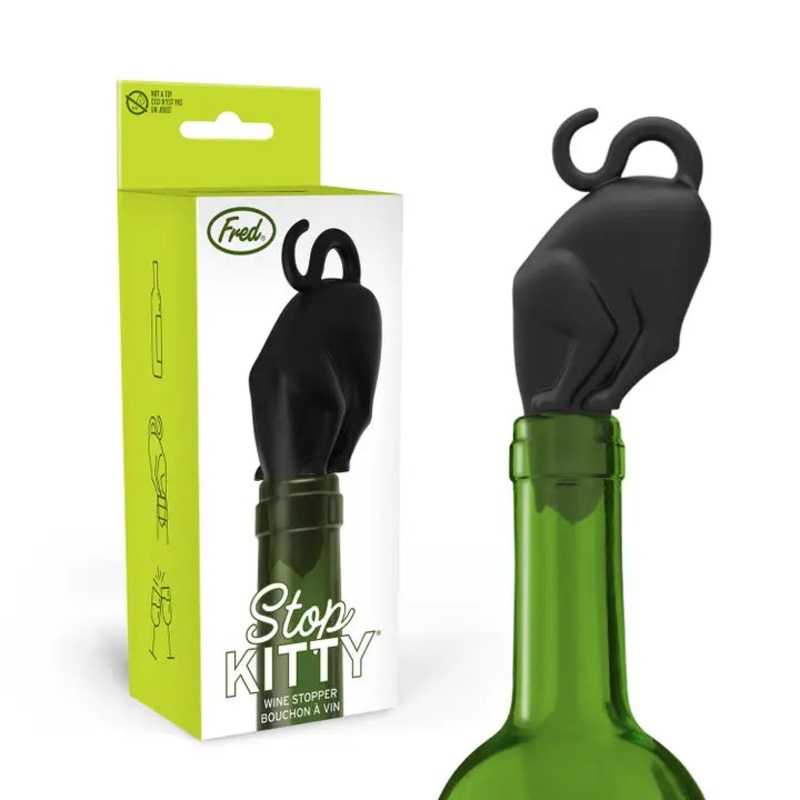 STOP KITTY BLACK CAT BOTTLE STOPPER