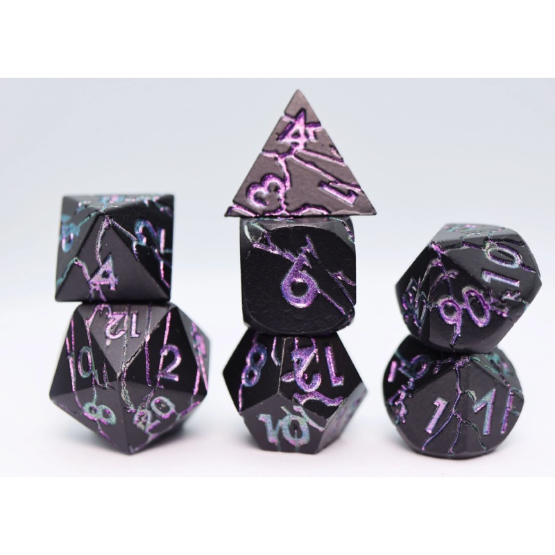 PURPLE LIGHTNING METAL DICE SET