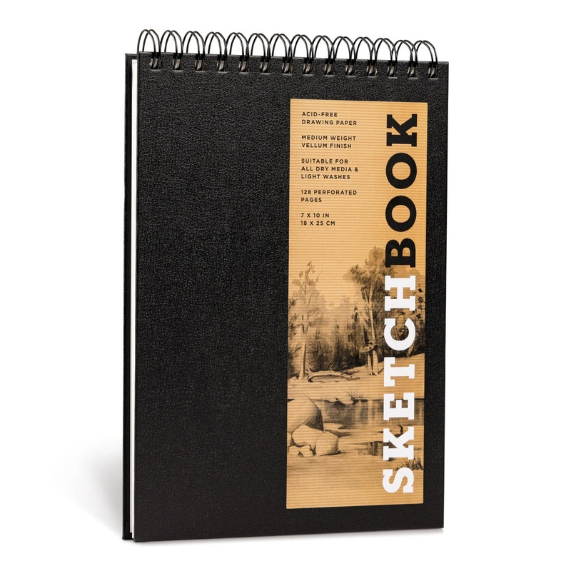 TOP SPIRAL BOUND BLACK 7 X 10 SKETCHBOOK