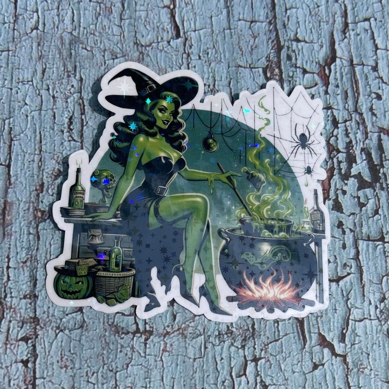 HALLOWEEN WITCH PIN UP STICKER
