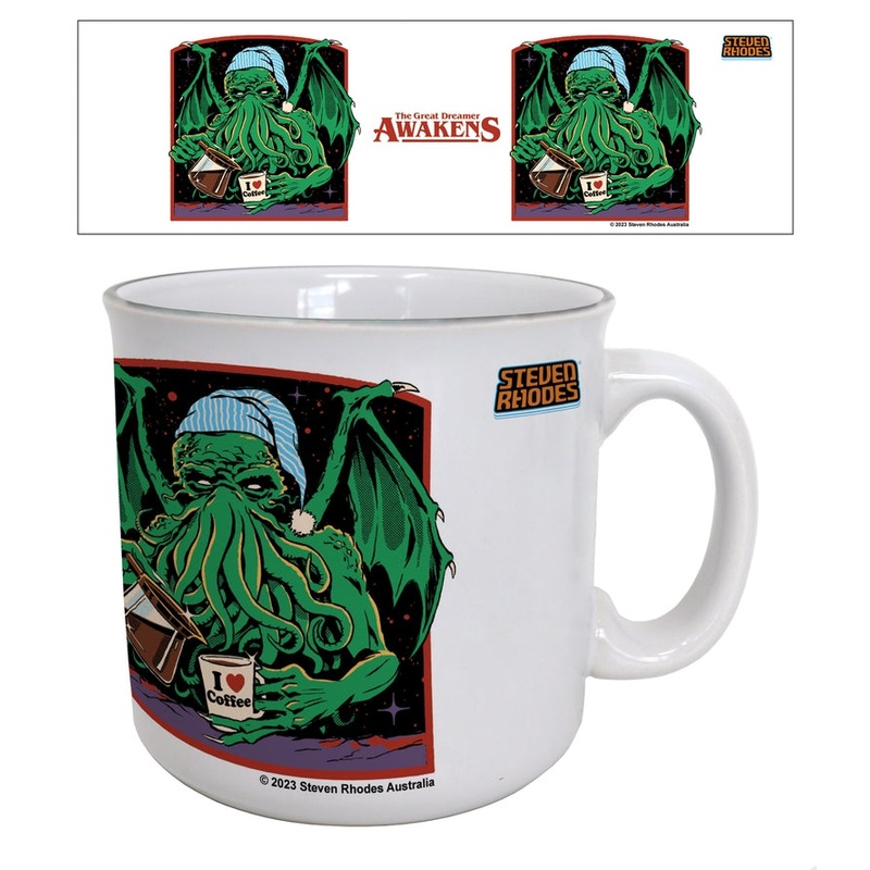 THE GREAT DREAMER AWAKENS CTHULHU MUG BY STEVEN RHODES