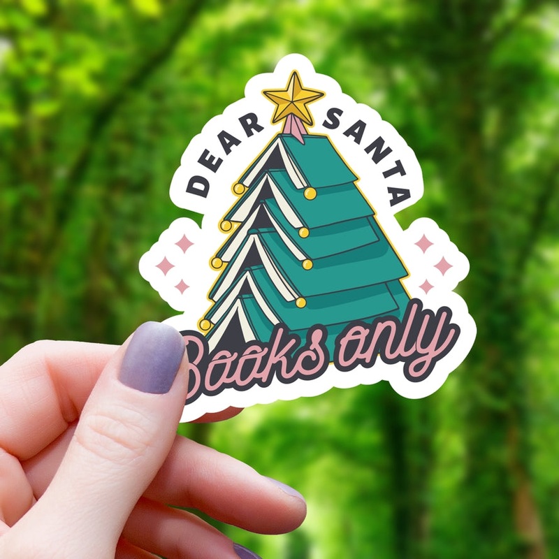 BOOKS ONLY HOLIDAY TREE STICKER