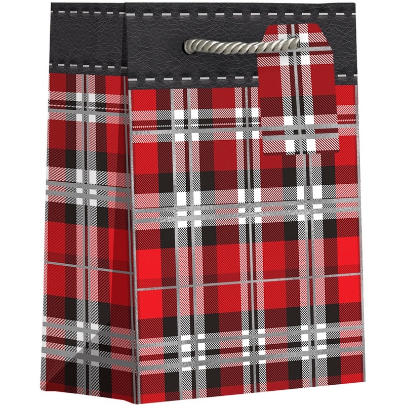 SMALL RED PLAID HOLIDAY GIFT BAG