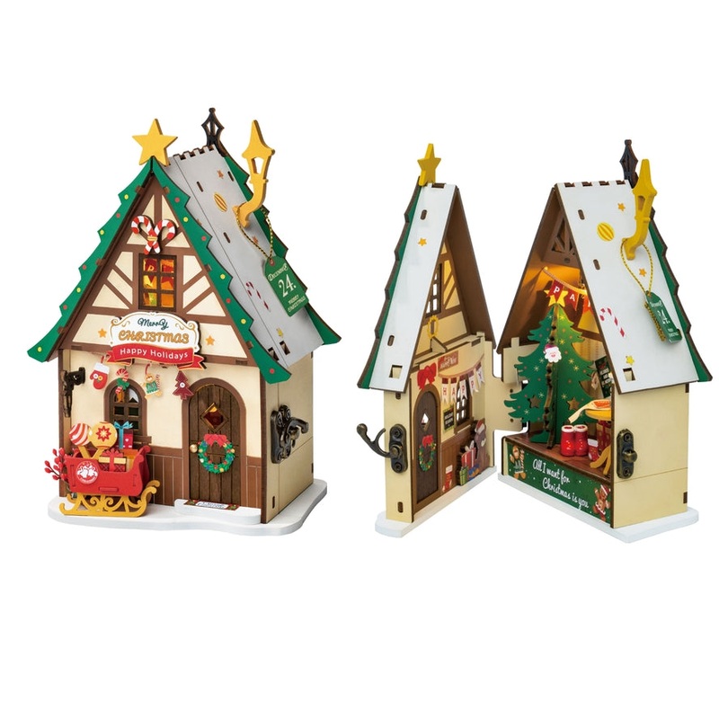 TWINKLING CHRISTMAS HOUSE 3-D WOODEN MINIATURE KIT
