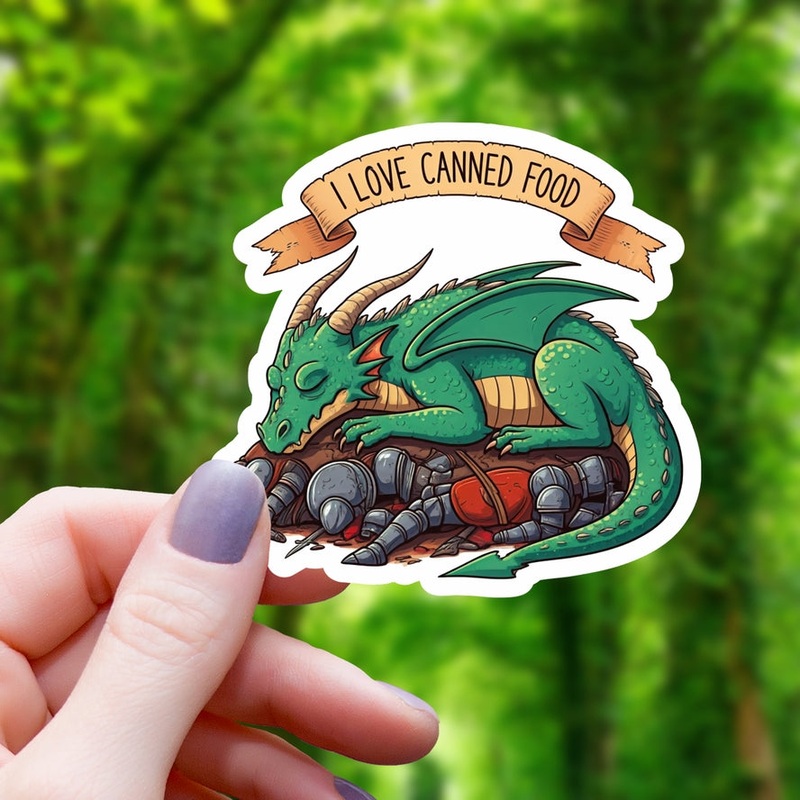 I LOVE CANNED FOOD DRAGON STICKER