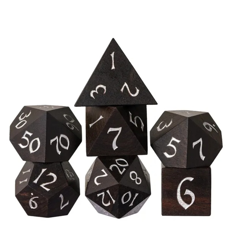WOODEN DICE W/ BOX: AFRICAN BLACK WOOD