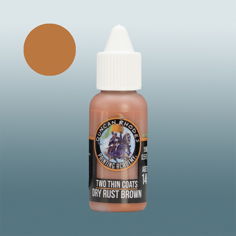 TWO THIN COATS DRY RUST BROWN