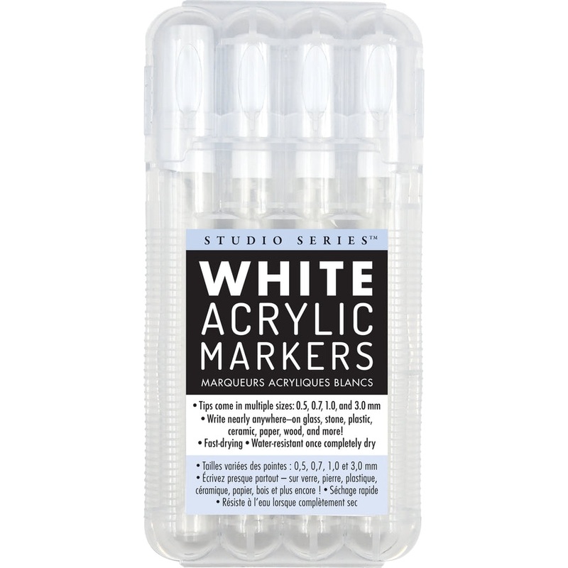 WHITE ACRYLIC MARKER SET